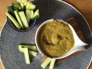 Low Histamine Roasted Zucchini Dip with veggie sticks