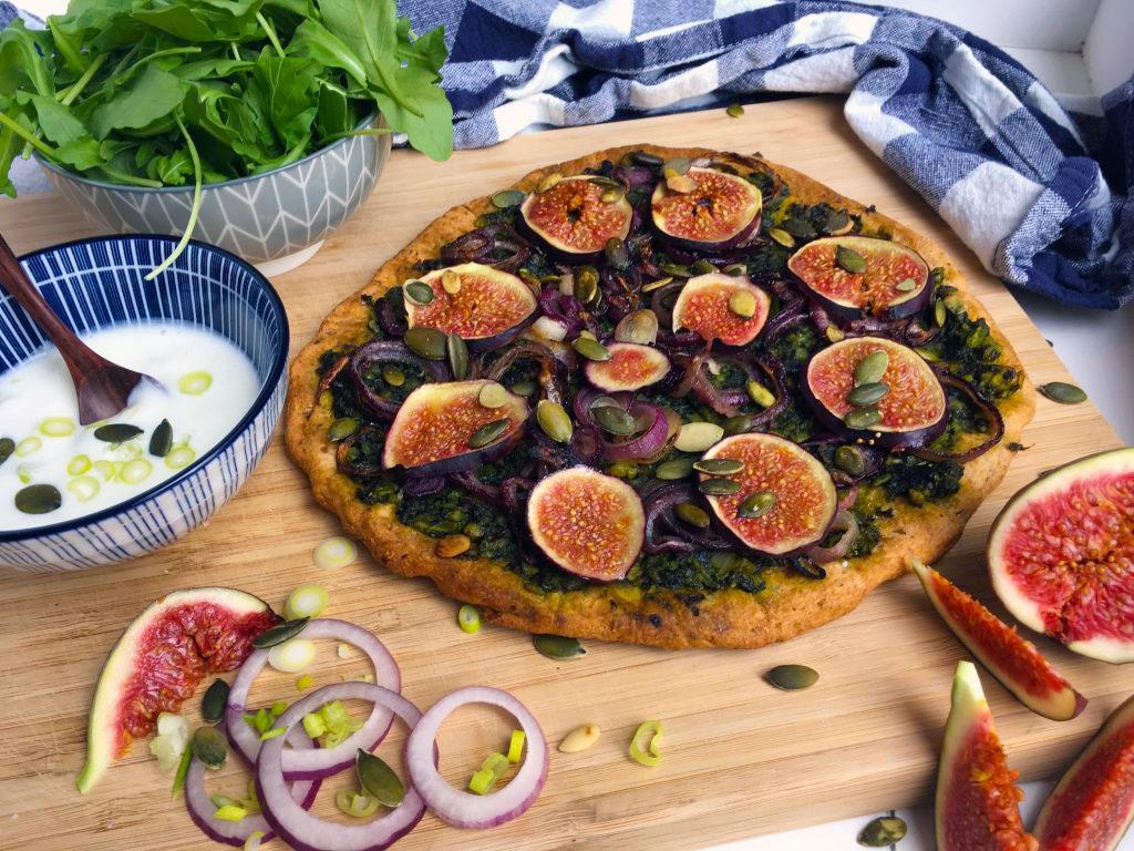 Pizza with Low Histamine Pesto and Fresh Figs