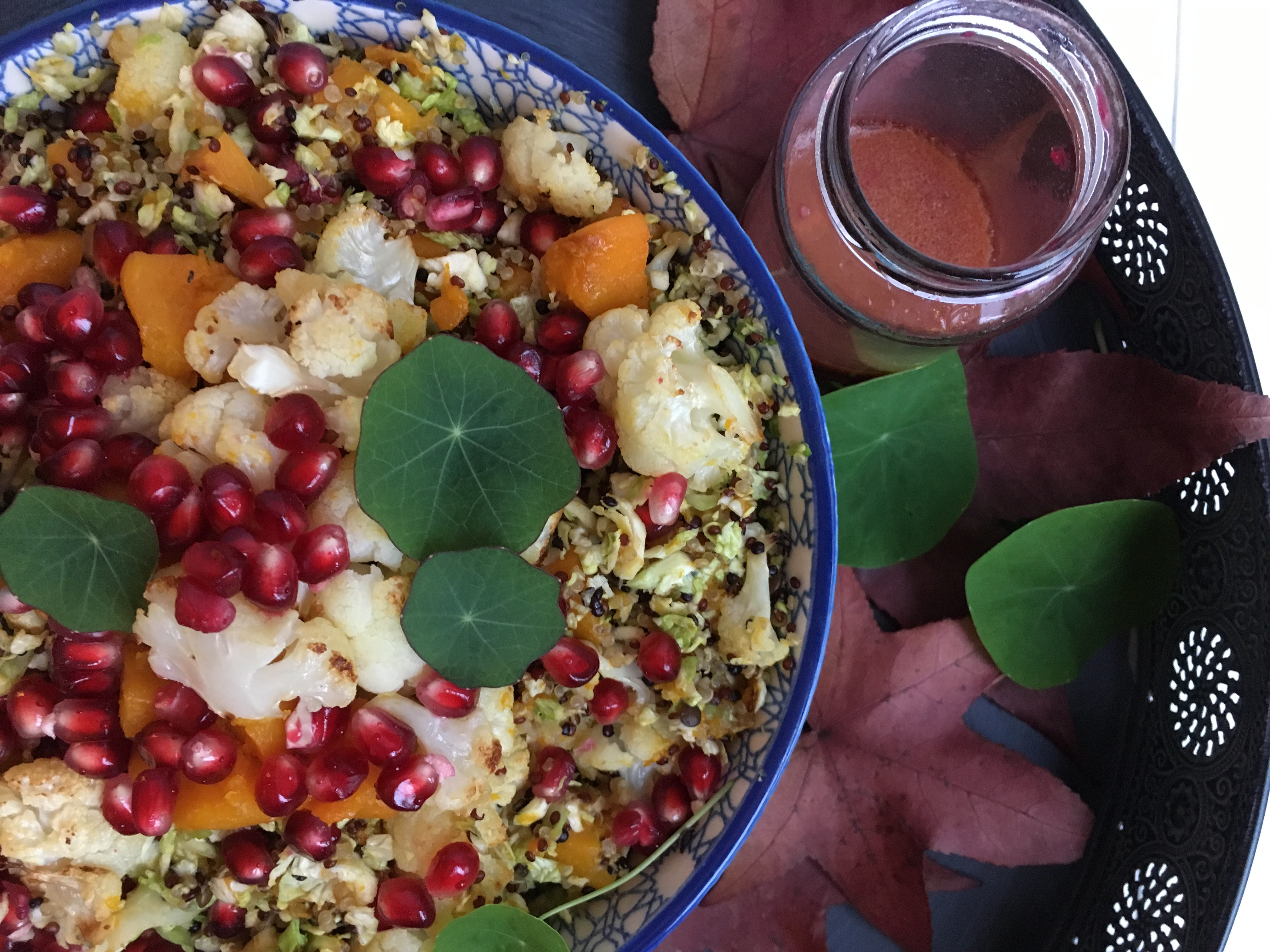 Pumpkin and Cauliflower Quinoa Salad with Pomegranate Salad Dressing - The Histamine Friendly Kitchen