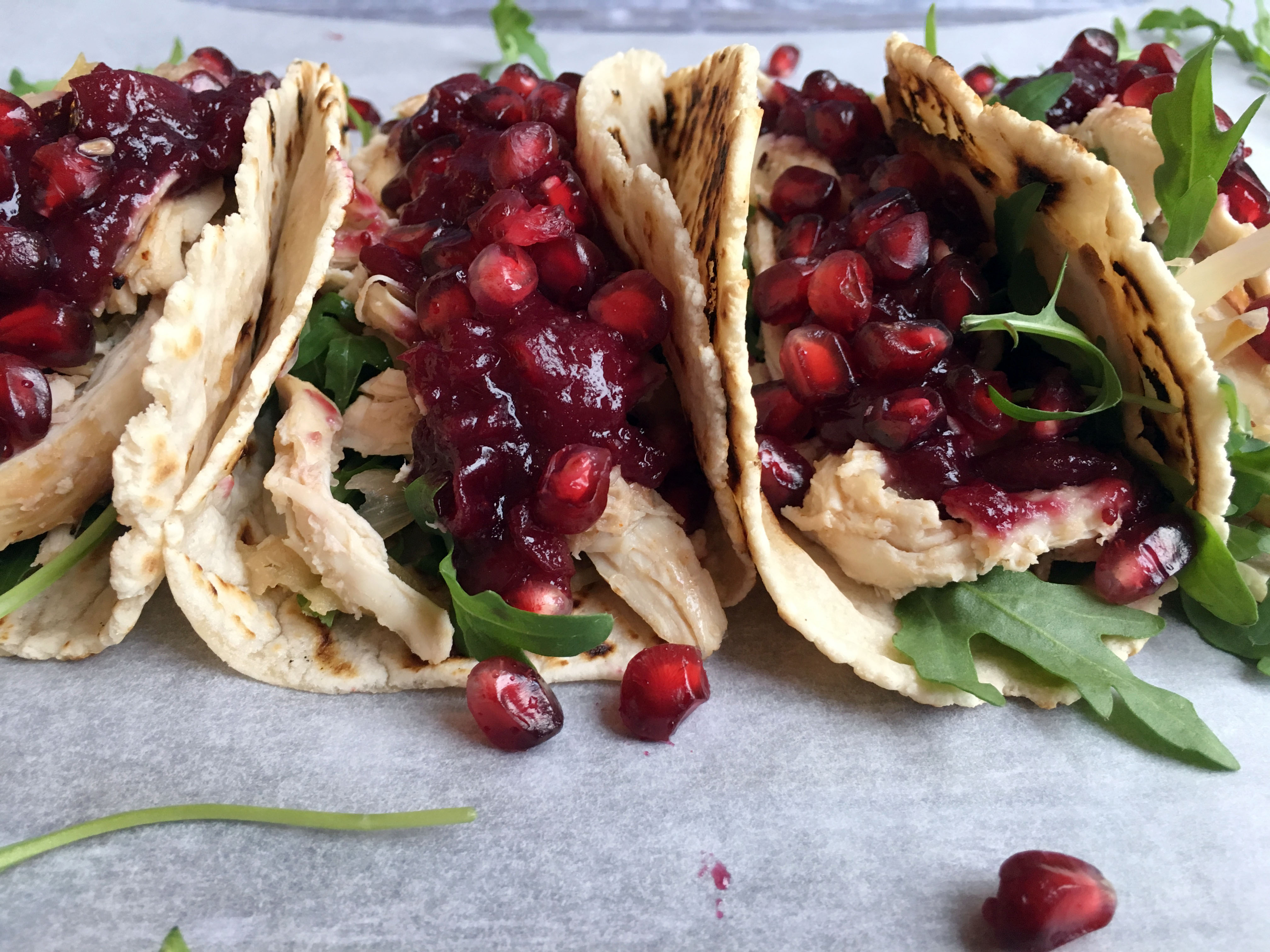 Pulled Turkey and Cranberry Sauce Tacos with Grain Free Tortillas