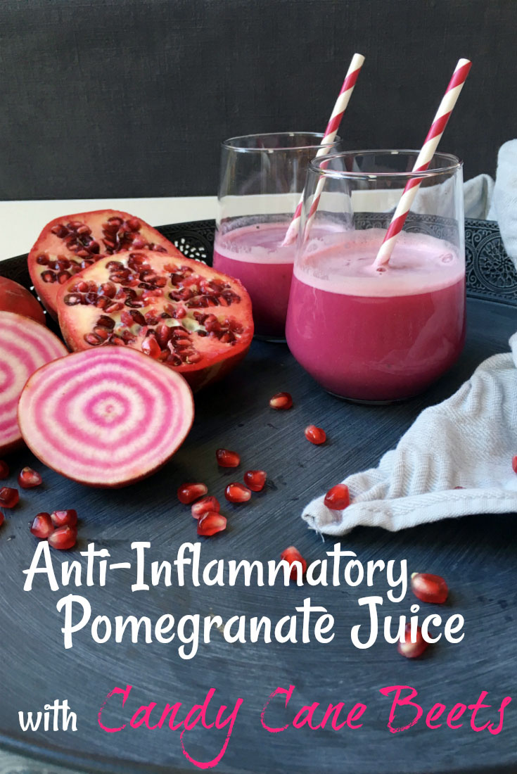 Anti-Inflammatory Pomegranate Juice with Candy Cane Beets. Pin Me!
