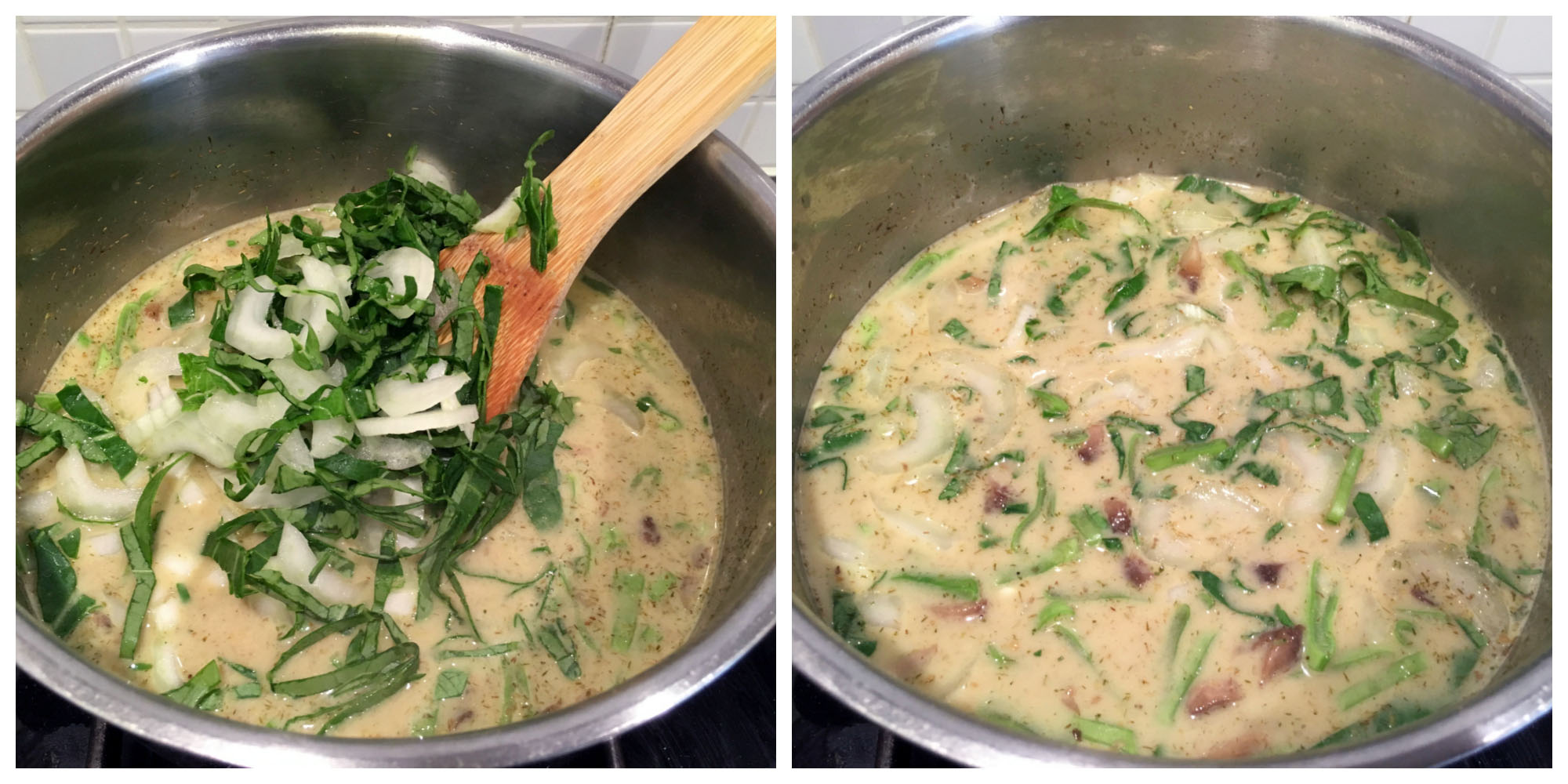 Anti-Inflammatory Coconut Soup with bok choy, flat beans and mushrooms