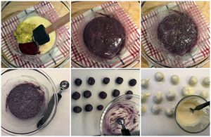 White Chocolate Blueberry Truffles in the making