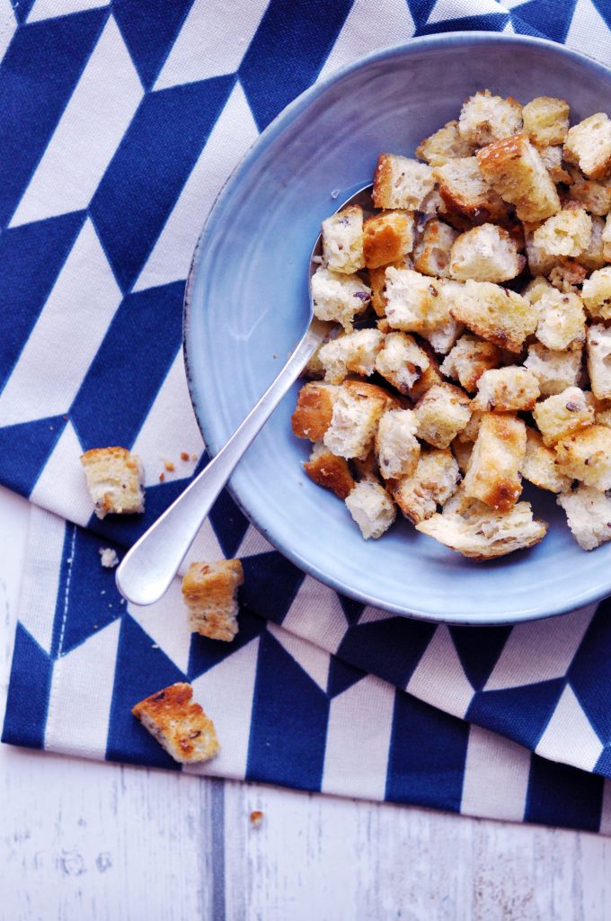The Best Ever Pan Roasted Croutons - made with goat ghee